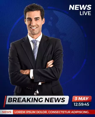 Professional News Broadcast Live Announcement Poster Template