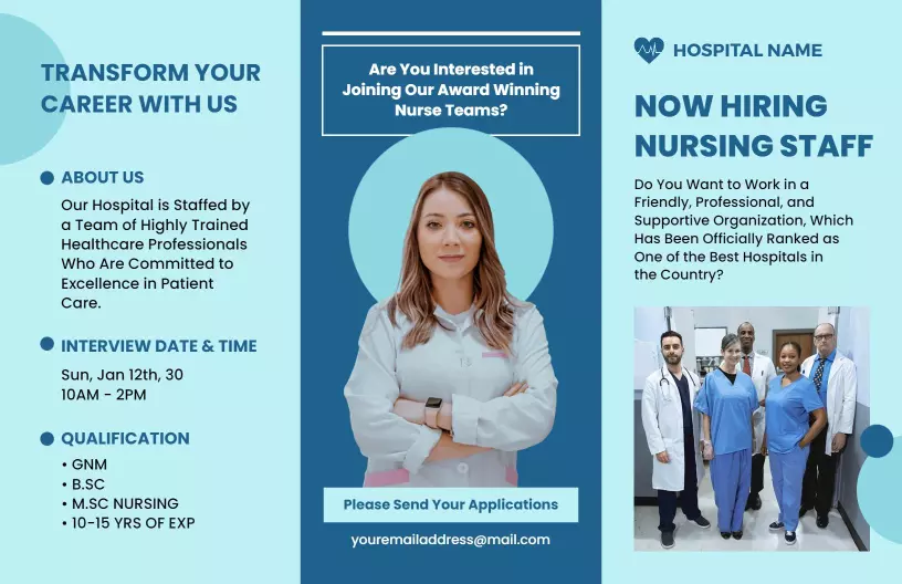 Professional Nursing Staff Hiring Invitation Brochure Template