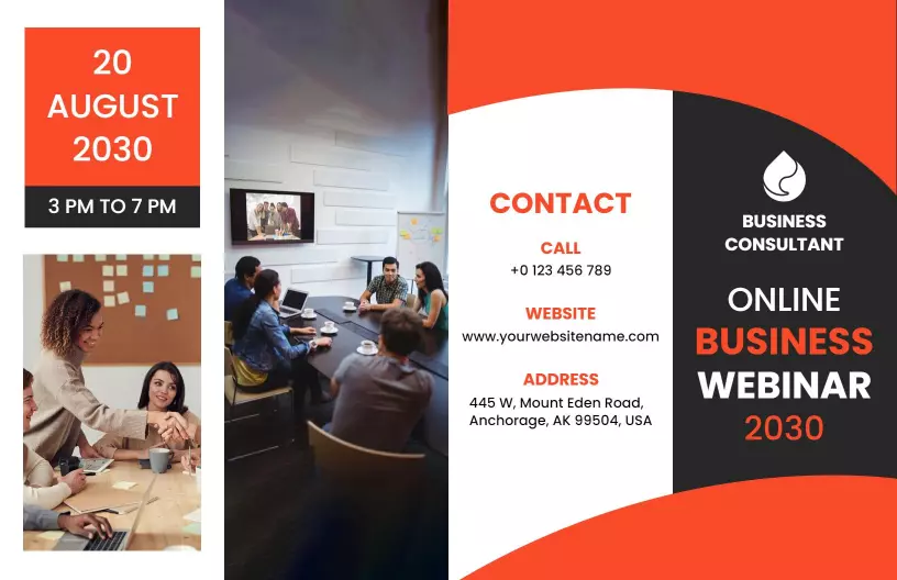 Professional Online Business Webinar Registration Brochure Template