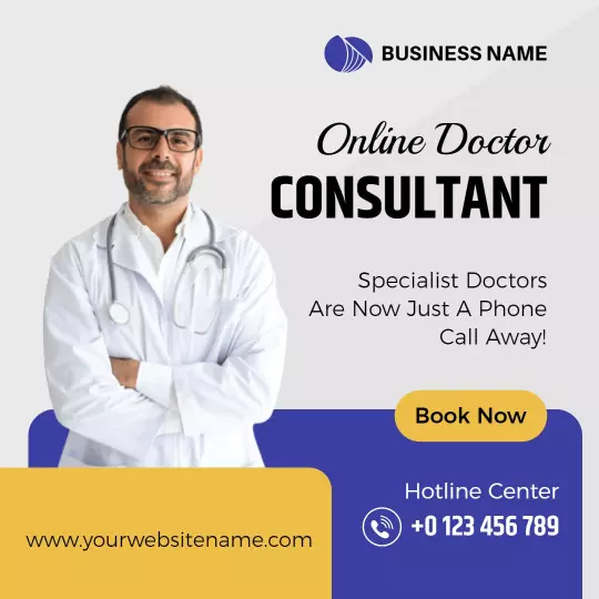 Professional Online Doctor Consultation Service with Booking Option Ad Template