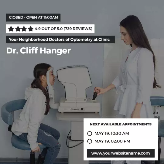 Professional Optometry Appointment Scheduling for Health Services Ad Template