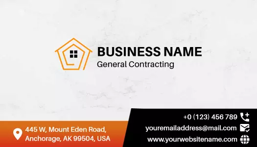 Professional Orange General Contracting Visiting Card Template