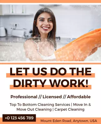 Professional Orange Home Cleaning Service Promotional Poster Template