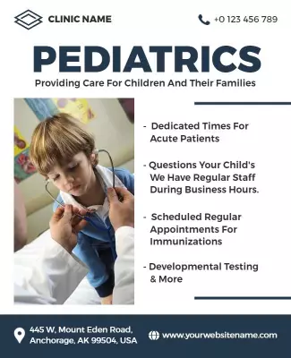 Professional Pediatric Care Clinic Services Information Poster Template