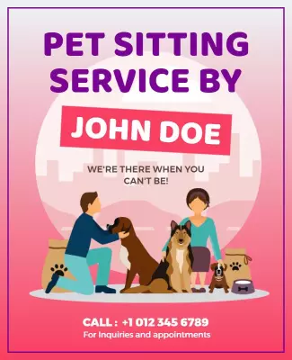 Professional Pet Sitting Service Promotional Flyer Template