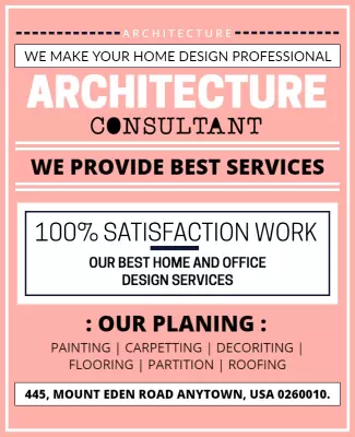 Professional Pink Architecture Consultant Services Poster Template