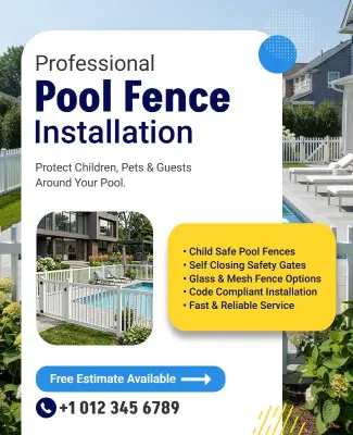 Professional Pool Fence Installation Service Flyer Template
