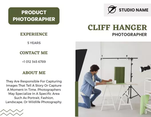 Professional Product Photographer Services Bi Fold Brochure Template