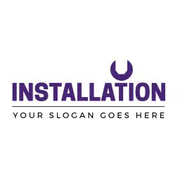 Professional Purple and White Installation Services Logo Template