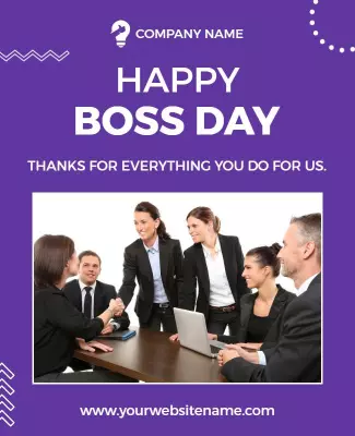 Professional Purple Boss Day Appreciation Poster Template