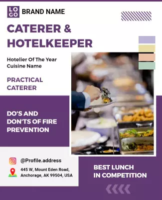 Professional Purple Caterer and Hotelkeeper Event Poster Template