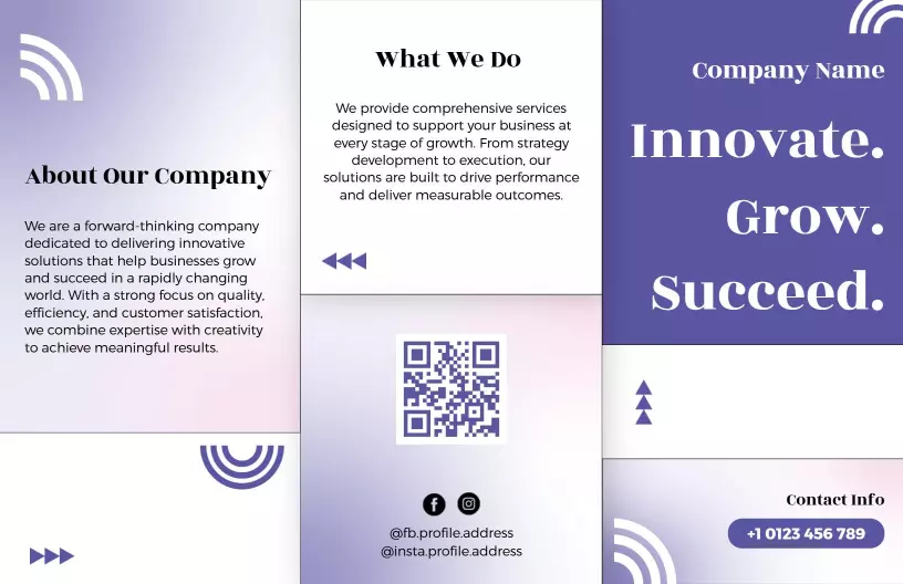 Professional Purple Company Services Overview Brochure Template
