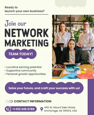 Professional Purple Network Marketing Recruitment Poster Template