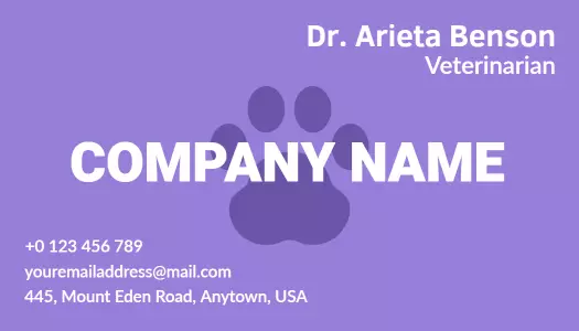 Professional Purple Veterinarian Services Business Card Template