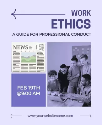 Professional Purple Work Ethics Training Session Poster Template