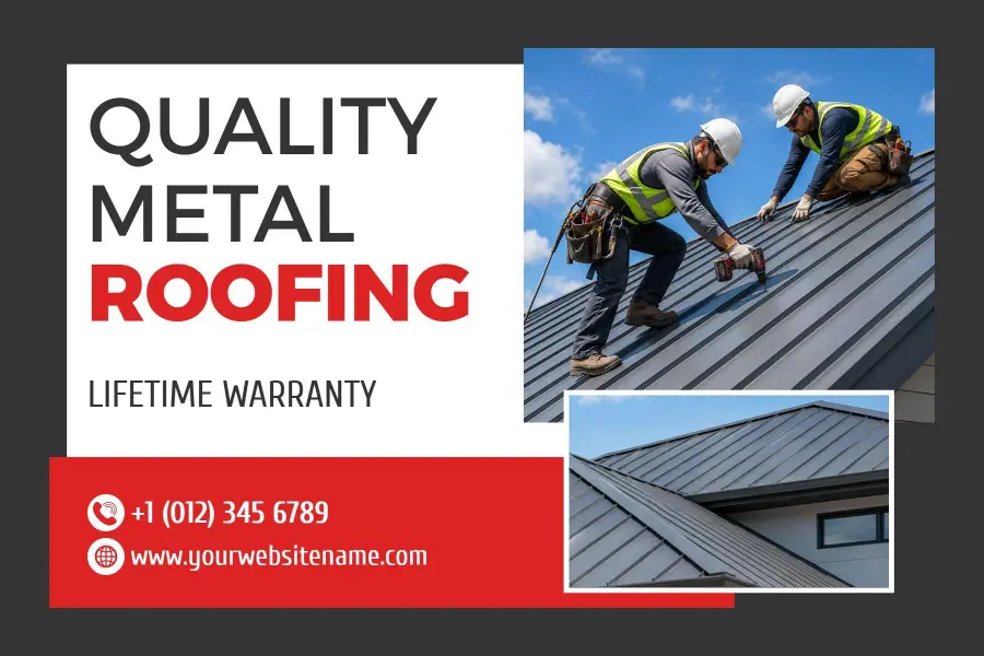Professional Quality Metal Roofing Services Postcard Template