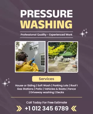 Professional Quality Pressure Washing Services Poster Template