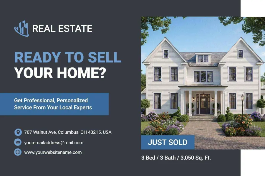 Professional Real Estate Service Promotion Postcard Template