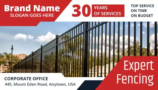 Professional Red and Gray Expert Fencing Visiting Card Template