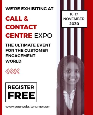 Professional Red Call and Contact Centre Expo Poster Template