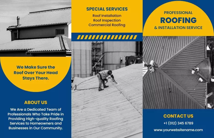 Professional Roofing Installation and Inspection Services Brochure Template