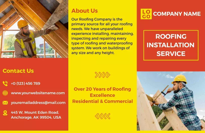 Professional Roofing Installation and Service Brochure Template