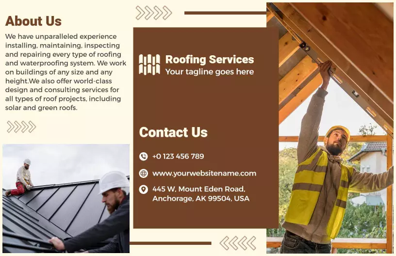 Professional Roofing Services Installation and Repair Brochure Template