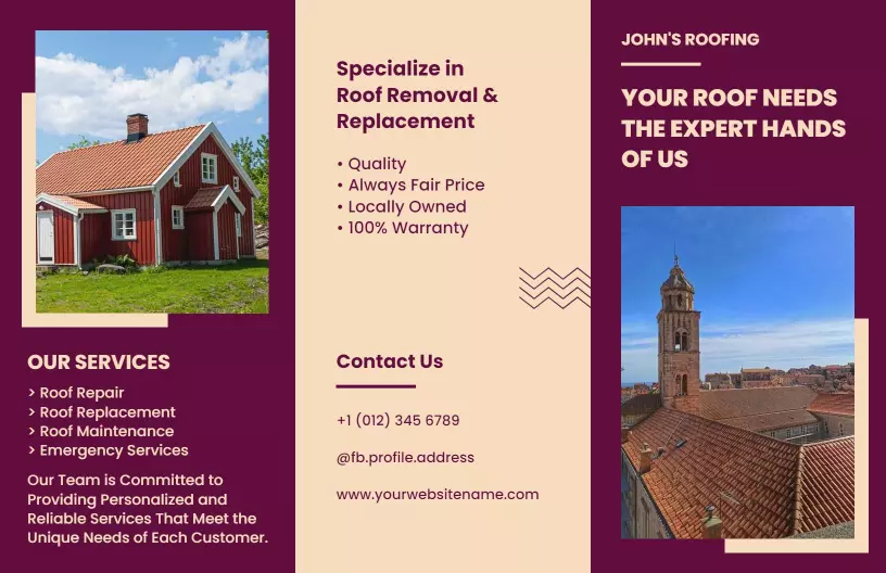 Professional Roofing Services Repair and Replacement Brochure Template