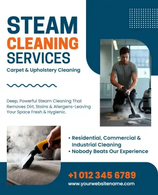 Professional Steam Cleaning Services Advertisement Flyer Template