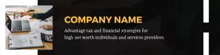 Professional Tax Strategy Consultation on Black LinkedIn Banner Template