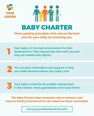 Professional Teal Family Involvement Baby Charter Poster Template