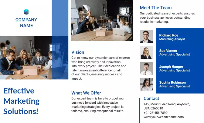Professional Team Collaboration Marketing Solutions Brochure Template