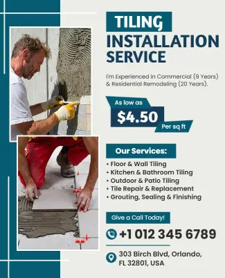 Professional Tiling Installation Service Flyer Template