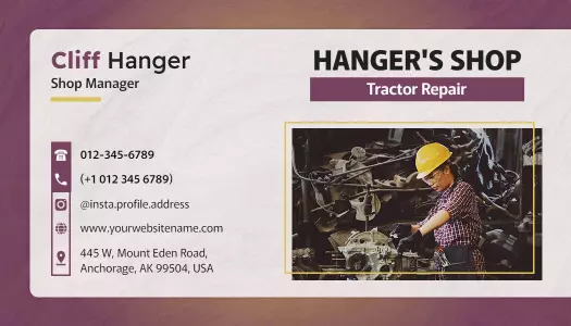 Professional Tractor Repair Shop Visiting Card Template