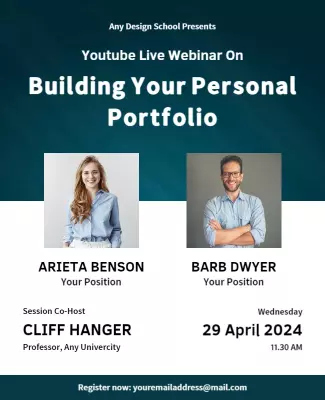 Professional Webinar Focused on Personal Portfolio Development Poster Template