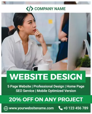 Modern Green Website Design Promotional Flyer Template