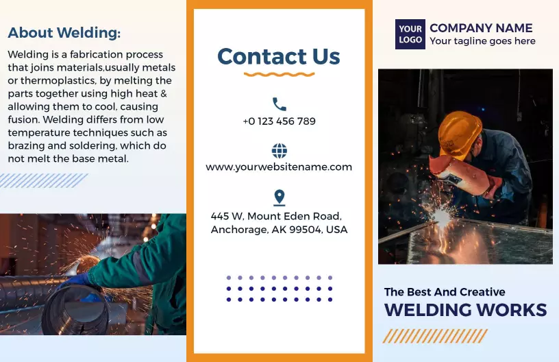 Professional Welding Services Tri Fold Brochure Template