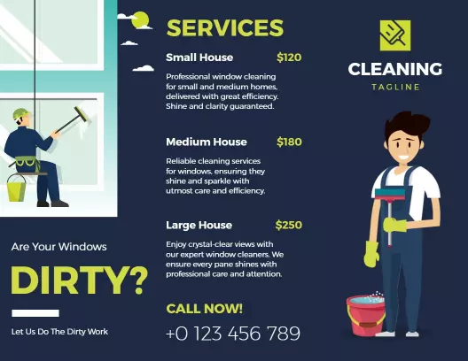 Professional Window Cleaning Services Pricing Brochure Template