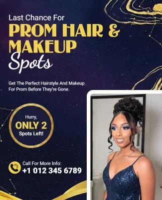 Prom Hair and Makeup Booking Flyer Template