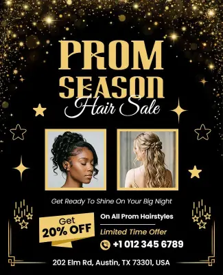 Prom Season Hair Sale Promotional Flyer Template