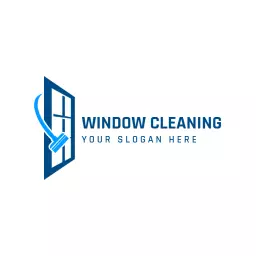 Prominent Blue Window Design Showcasing Professional Window Cleaning Logo Template