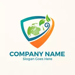 Prominent Earth Design with Leaf Elements and Logo Template