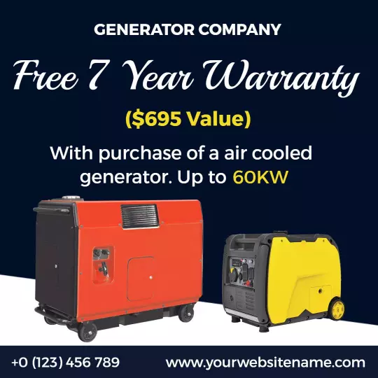 Promotional Air Cooled Generators with Free 7 Year Warranty Ad Template