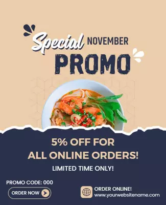 Promotional Discount Offer for Online Food Orders Poster Template