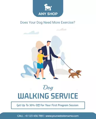 Promotional Dog Walking Service Flyer Template