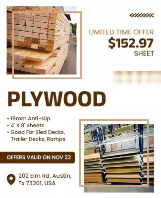 Promotional Plywood Offering with Pricing Details Poster Template