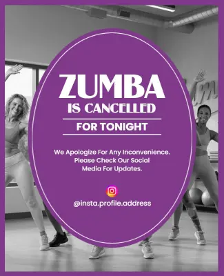 Public Notice for Cancelled Zumba Class Tonight Flyer Template