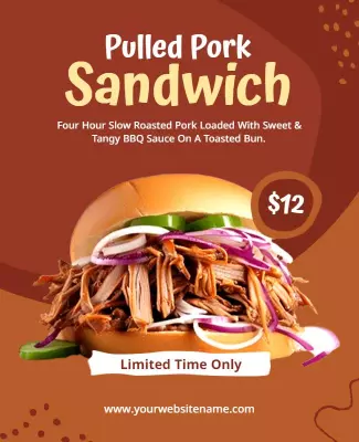 Pulled Pork Sandwich Special Offer Flyer Template