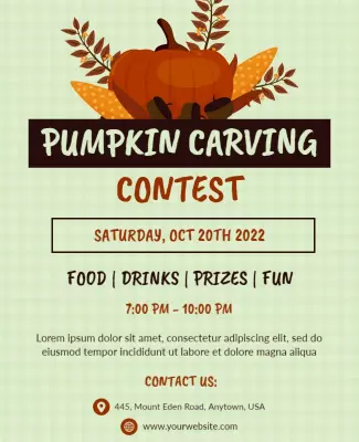 Autumn-Themed Pumpkin Carving Contest Flyer Template