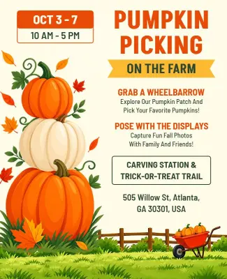 Pumpkin Farm Picking Event Flyer Template